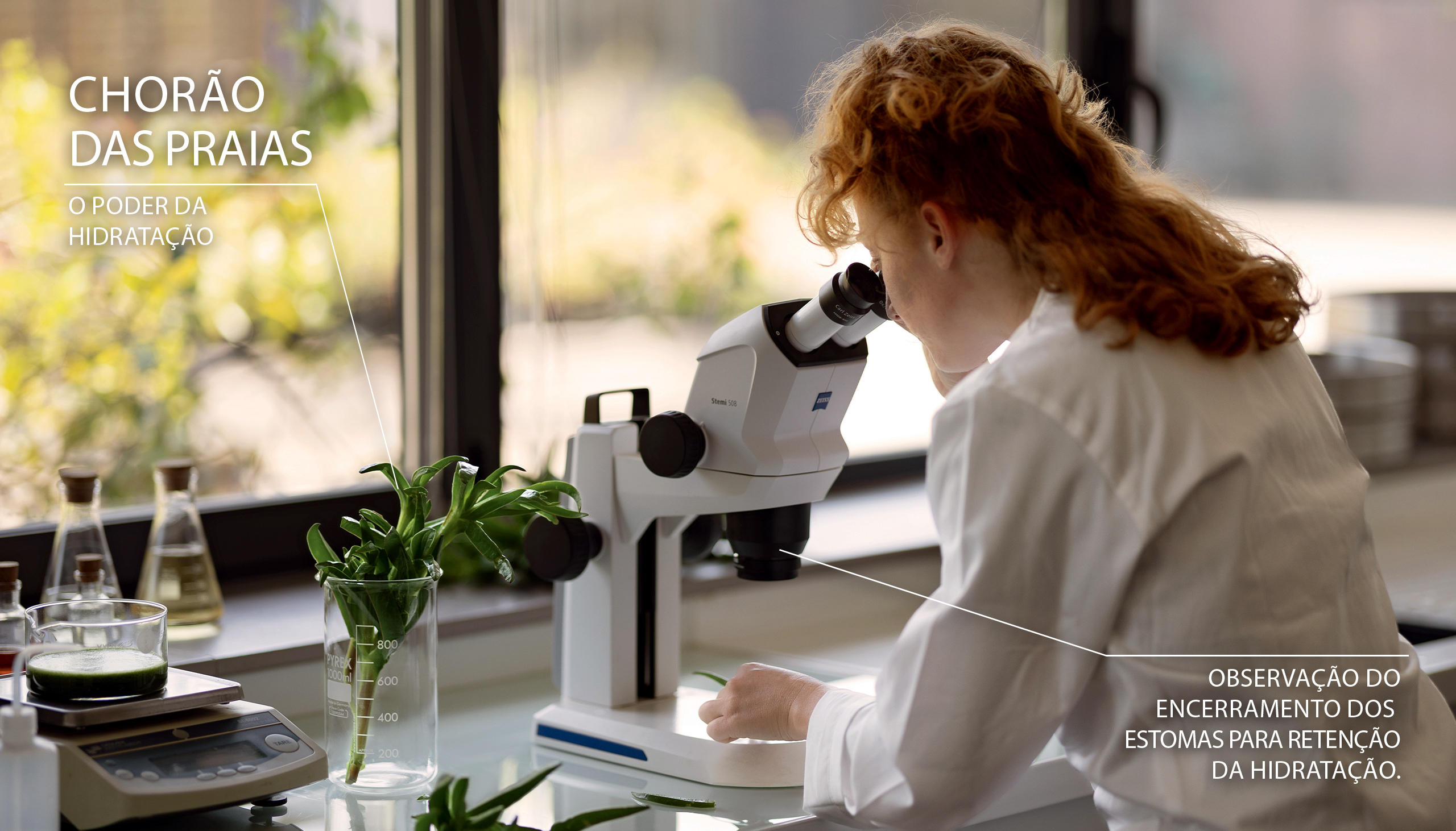 Femme observant de l'edulis au microscope